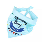 KUTKUT Happy Birthday Dog Bandana Boy, Pet Triangle Scarf Double Layer Bandanas Dog Accessories for Cute Doggy Birthday Party Suitable for Small, Medium & Large Dogs (Blue) - kutkutstyle